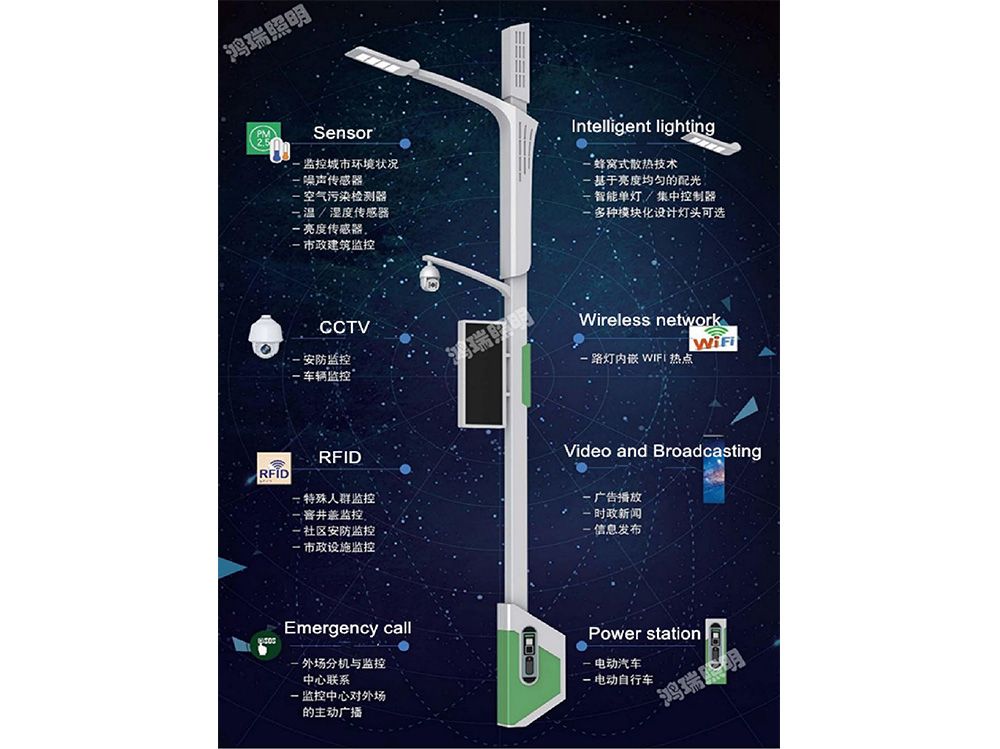 Straight Square Multifunction Integrated Pole or Smart Pole